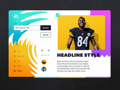 Sports UI Style Tile 90s colourful concept for hire interface kit sports ui vancouver vibrant