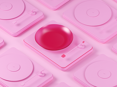 Lunch playlist 3d c4d cinema 4d coza pink plate turntable