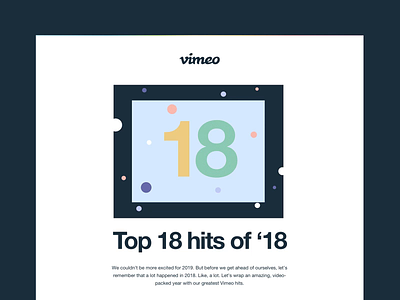Vimeo end of year newsletter 2018 color palette counting up gif dog gif email design end of year newsletter scroll vimeo