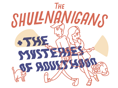 Shullnanigans - Color 2 blue digital family illustration lettering line art orange