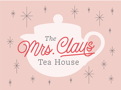 Mrs. Claus Tea House 50s branding candy cane christmas card holiday party kids event mrs. claus party popup snowflakes tea house teapot