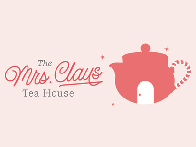 Mrs. Claus Tea House celebration childrens party christmas holiday illustration lockup logo mrs. claus red tea house vector winter