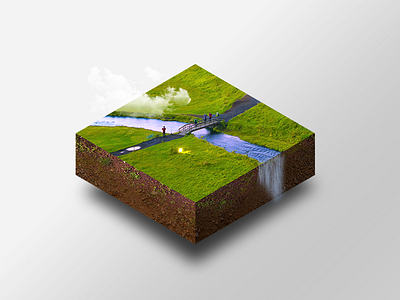 Hello, Dribbble. first shot graphic design isometric manipulation art poster