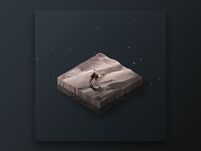 Cold Desert Night. graphic design isometric poster design