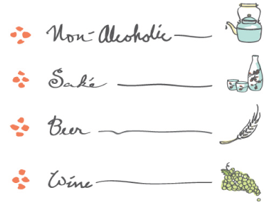 Menu Icons beer drinks grapes illustrations kitchen komé restaurant sake tea vector wine