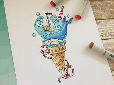 Ice Cream Sea Sketch art copic ice cream illustration marker markers sketch