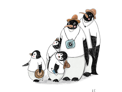 The Penguins family 2b illustration kids pencils penguins procreate