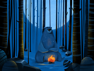 A bear that has been roast ai bear flame forest illustrations ps