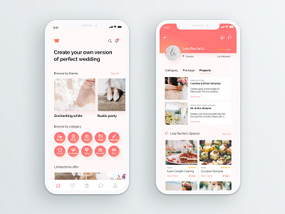 Wedding Vendor App Exploration android app app home ios marriage mobile mobile app mobile home pink vendor wedding wedding app