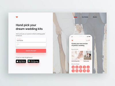 Wedding Vendor Landing app app promotion homepage landing landing page vendor website wedding