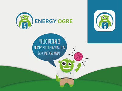 Energy Ogre branding character company design flat logo mascot