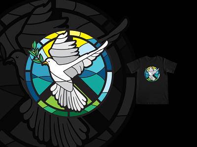 Dove Bring Peace animal branding character dean birim design dove illustration luv peace stained glass tee tee design tee shirt design threadless threadless challenge va studio va studio396