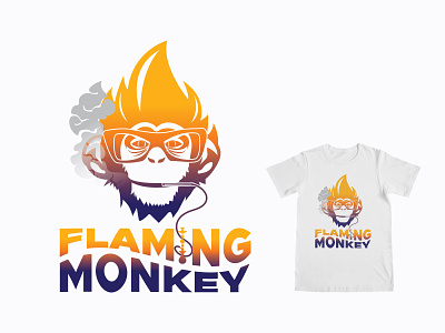 Flaming Monkey character company dean birim design flaming illustration logo logo mascot mascot monkey orange purple restaurant restaurant logo sisha tees va studio va studio396 vector