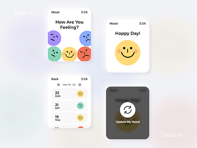 Daily UI 011 - Mood Watch App angry app colorful design dailyui emotion feeling happy illustration mood sad smartwatch tracking watch app watchos