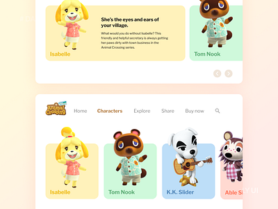 Daily UI 012 - Animal Crossing Characters Web UI