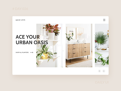 Daily UI 026 - West Elm Plants Collection Webpage collection dailyui earth ecommerce green landing page plants product web west elm
