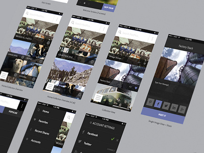 PostPics WIP app flat flow icons mobile photography prototype responsive ui user journey ux wireframe