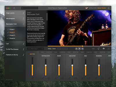 In The Jam OSX App application audio guitar mixer native osx player rawk tabs ui video
