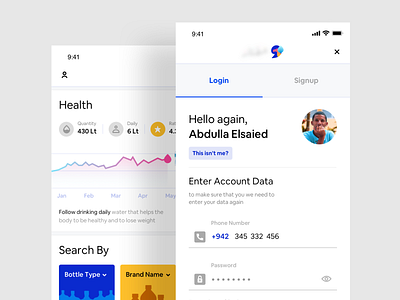 Water App app concept login person ui uiux ux water