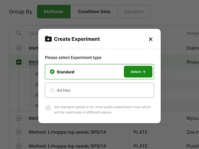 Create Experiment Type concept dashboad design figma interaction plant select syngenta type type design ui user experience user interface ux