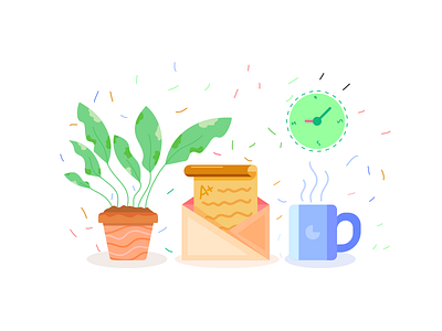 Message affinity designer coffe colors illustration leafs message tree vector