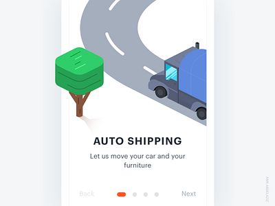 Auto Shipping Onboarding Screen affinity designer car intro onboarding sketch tree user walkthrough