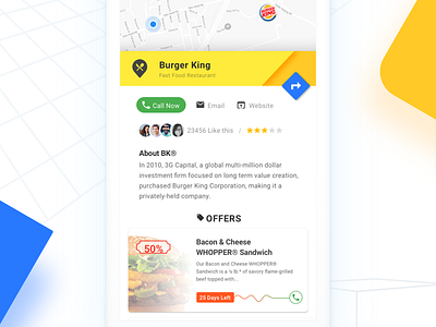 Resturant Business Screen app business colors direction friends geo offers restaurant screen social ui ux