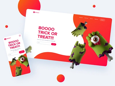 Spooky (Halloween landing) 3d concept figma gradient halloween halloween bash halloween design illustration interface landing mobile orange red spooky ui uiux ux zombie