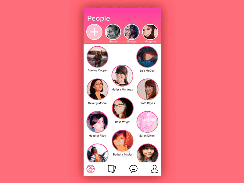 Dating app - people page animated app dating gif interface pink priciple sketch