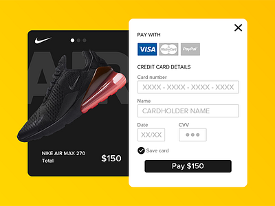 Daily UI challenge #002 - Credit Card Checkout card checkout credit credit card daily ui e commerce interface nike payment details ui ux