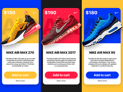 Nike In-App Promotions Concept (Redesign) ads app blue branding design dribbble figma flat interface nike paralax red sneakers sport trand ui ux vector web yellow