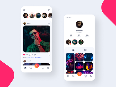 Instagram Redesign Visual Concept account app clean color flat gallery gradient inspiration instagram interface neon photo photography profile redesign redesign concept ui uiux vector
