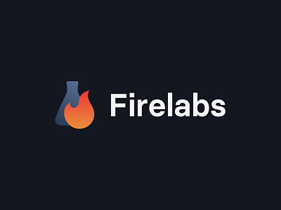 Firelabs Logotype app blue branding fire flame flat font icon illustration logo logodesign logotype orange software startup symbol vector