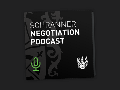 Schranner Negotiation Podcast Cover album art audio black coat of arms cover cover art cover artwork cover design covers dark green icon iconography microphone music podcast podcast art podcasting podcasts