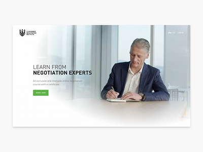 Landing Page for Negotiation Online Course app brand bright business clean corporate course e learning education header landing page learning light lights negotiation simple ui website