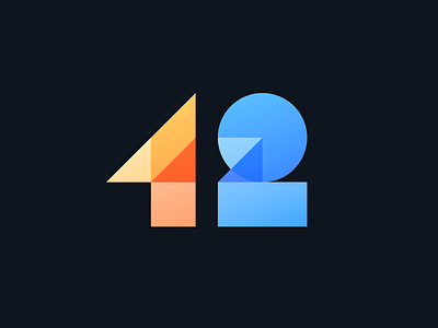 12 Numbers Logo 1 2 3d blue brand branding corporate identity geometric gradient icon logo numbers one orange overlay shapes simple two yellow