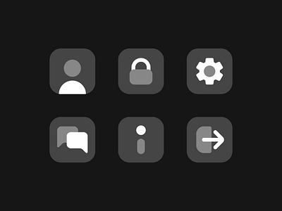 Dark icon set black branding dark icon info leave lock log out password profile shapes simple