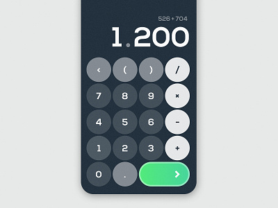 Daily UI Challenge #004 - Calculator app blue calculator dailyui dailyui 004 dailyui challenge darkblue green iphone x round typography ui ux