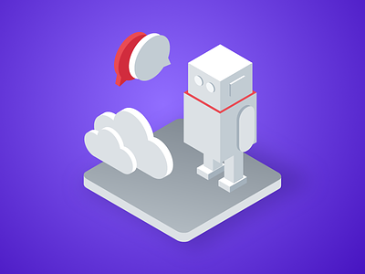 Isometric Series - 3 ai artificial-intelligence camera chat cloud conversation duotone empty illustration isometric isometric-style machine-learning red red and grey robot simple sketch