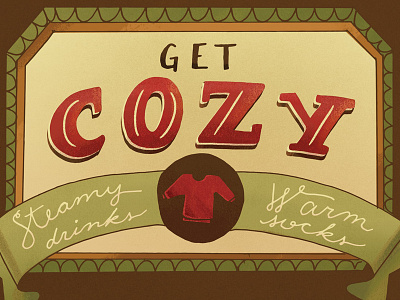 Get Cozy autumn fall hand lettered hand lettering illustration lettering letters script texture