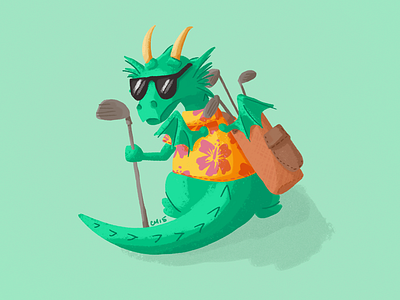 "make a dragon wanna retire, man" character design colorful dragon illustration retired uptown funk