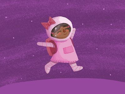 Amelia the Adorable Astronaut alliteration illustrations astronaut character character design child cute girl happy illustration space texture