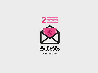 2 Dribbble Invitations brand design dribbble flat graphic invitations logo mail minimal