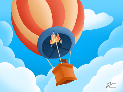 Day #2 of 100 days of illustration balloon dailyillustration design fly flying girl hot air balloon illustration illustration a day minimal photoshop simple sky wind