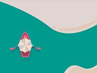 Rowboat boat green water illustration illustration a day illustrator island mushy ocean shore umbrella water