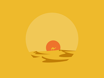 Desert camel desert dunes gold illustration illustration a day illustrator minimal orange simple sun