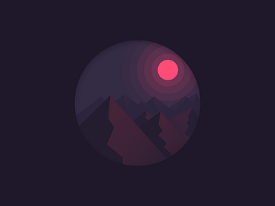 Mountains dark hills illustration illustration a day illustrator landscape mountains night pink purple red