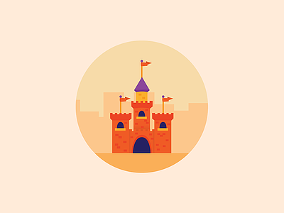 Castle cartoon castle fantasty icon illustration illustration a day illustrator minimal orange warm