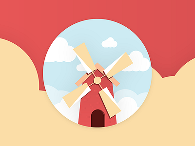 Windmill barn farm illustration illustration a day illustrator minimal simple summer warm windmill