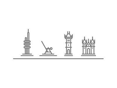 Prague Monuments Icons branding design flat icons illustration modern prague set simple website